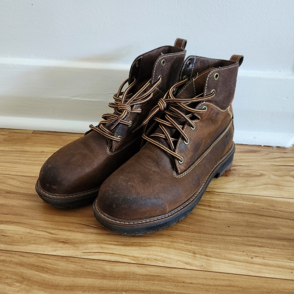 Brown Leather Timberland Steele Toe Boots